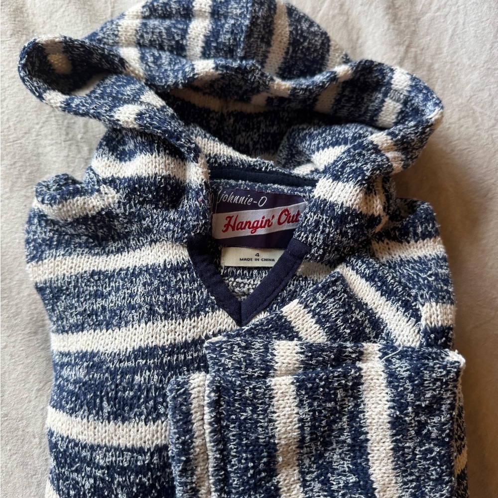 Johnnie-O Blue and White Striped Sweater Size 4T